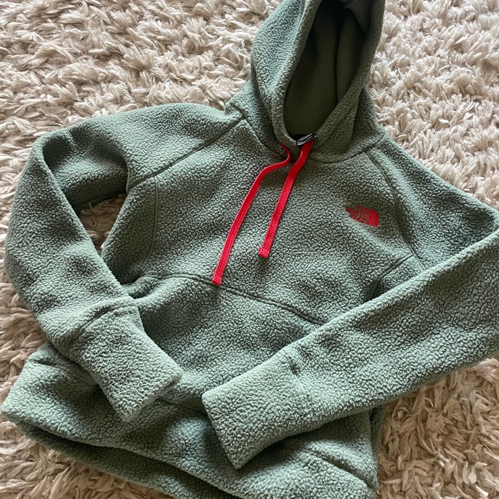 The North Face Olive Fleece with Red Highlights